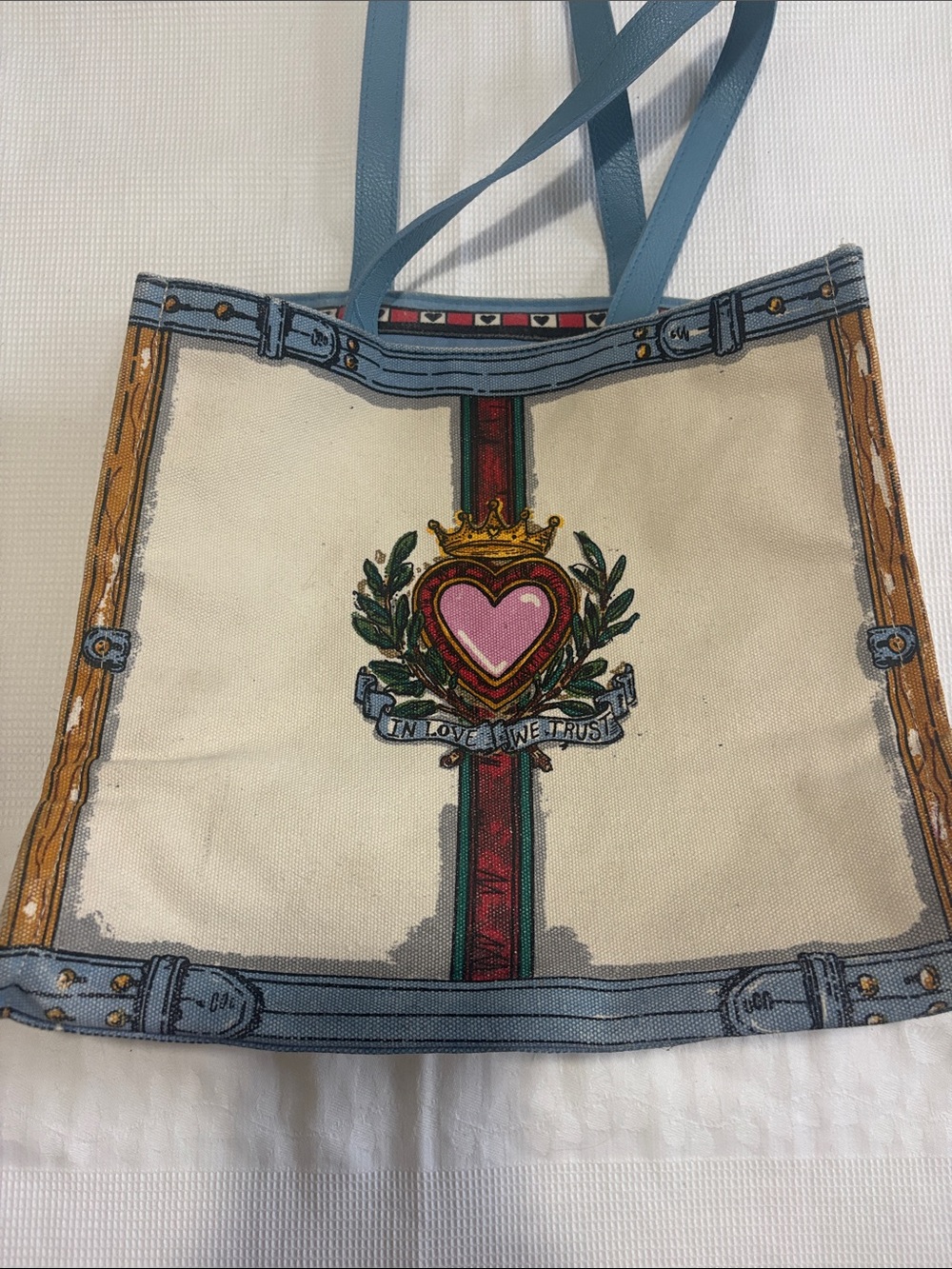 BRIGHTON CANVAS IN LOVE WE TRUST TOTE